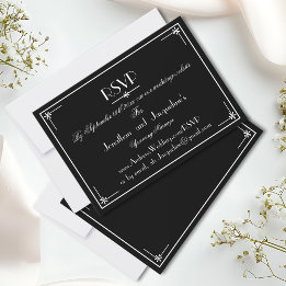Luxury Black And White Wedding Website RSVP Card