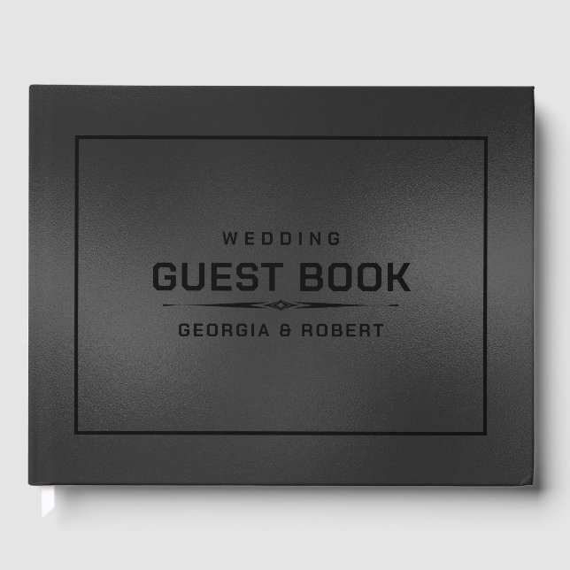 Luxury black background monochromatic design guest book (Front)