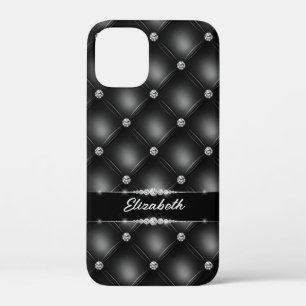 Luxury Black Bling Sparkle Diamond Custom Name iPhone 12 Mini Case