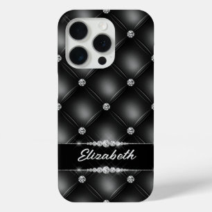 Luxury Black Bling Sparkle Diamond Custom Name  iPhone 15 Pro Case