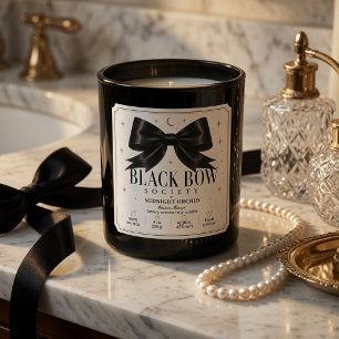 Luxury Black Bow Coquette Halloween Candle Square Sticker