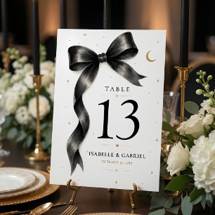 Luxury Black Bow Wedding Elegant Table Number