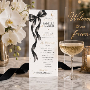 Luxury Black Bow Wedding Program   Elegant