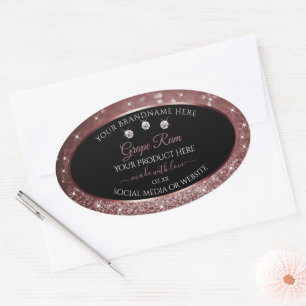 Luxury Black Burgundy Glitter Product Label Jewels