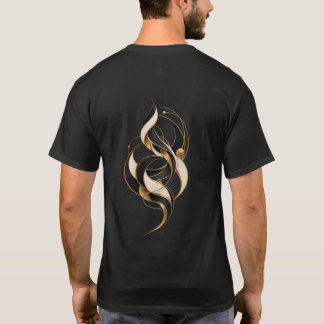 Luxury Black Cream Gold Abstract Back Print T-Shirt
