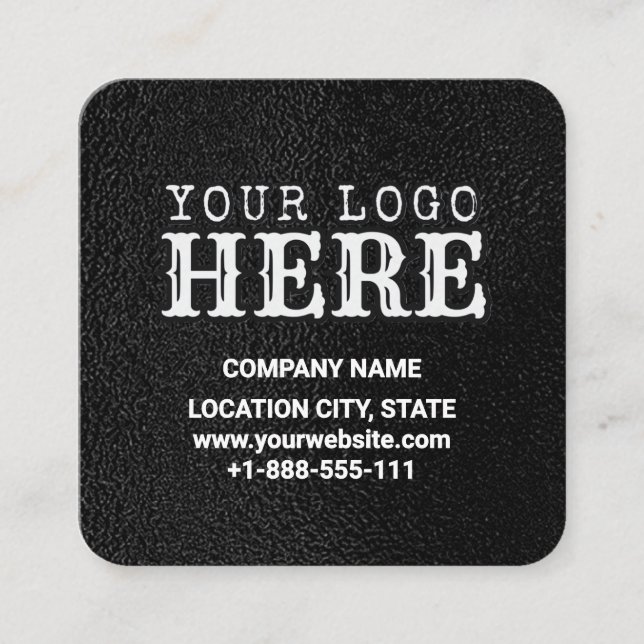 Luxury Black Custom Logo & QR Code Square Business Square Business Card (Front)