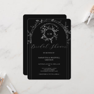Luxury Black elegant  Bridal Shower Invitations 