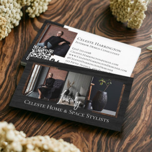 Luxury Black Elegant Photo Layout Real Estate  Business Card
