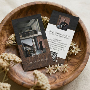 Luxury Black Elegant Photo Layout Real Estate  Business Card