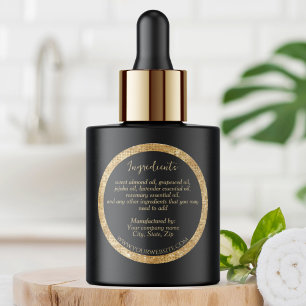 Luxury Black & Faux Gold Glitter Ingredients Label