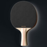 Luxury Black Faux Leather Gold Monogram Ping Pong Paddle<br><div class="desc">Luxury black faux leather texture print with a custom name in gold.</div>