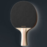 Luxury Black Faux Leather Gold Monogram Ping Pong Paddle<br><div class="desc">Luxury black faux leather texture print with a custom name in gold.</div>