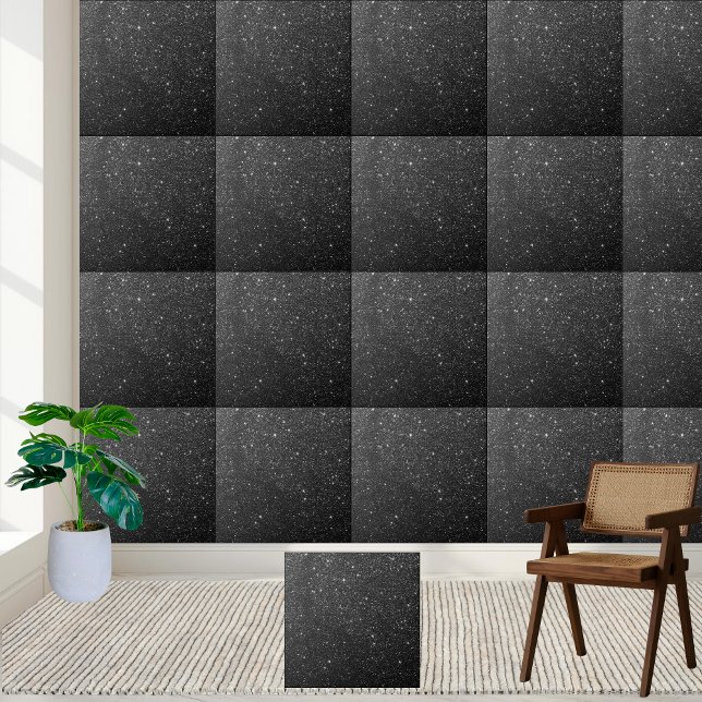 Luxury Black Glitter Sparkle  Elegant & Modern Tile (Luxury Black Glitter Sparkle Elegant & Modern Ceramic Tile)