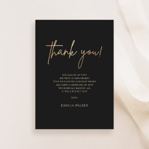 Luxury Black Gold 50th Birthday Thank You Card