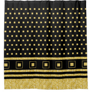 Luxury Black Gold Abstract Geometric Squares