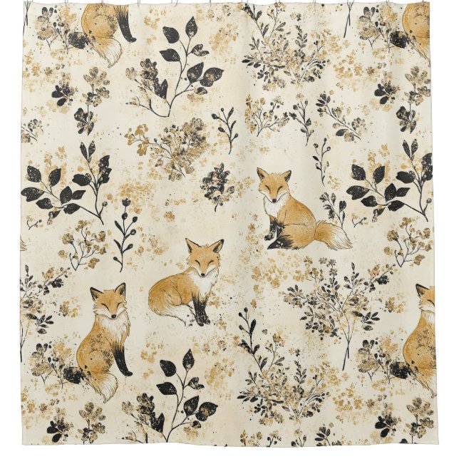 Luxury Black & Gold Botanical Fox Art (3) (Front)