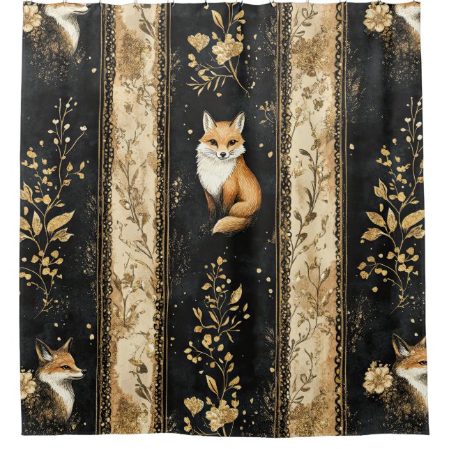 Luxury Black & Gold Botanical Fox Pattern (Front)