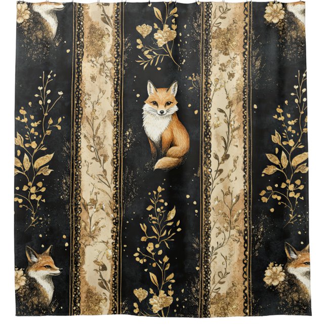 Luxury Black & Gold Botanical Fox Pattern (1) (Front)