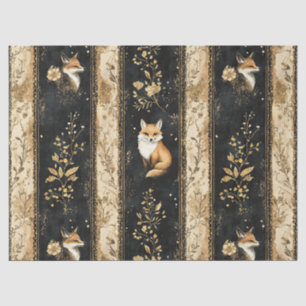 Luxury Black & Gold Botanical Fox Pattern Tissue Paper
