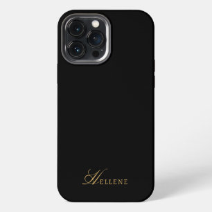Luxury Black & Gold Chic Script Monogram  iPhone 13 Pro Max Case