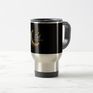 Luxury Black & Gold Eid Mubarak – Elegant Travel Mug