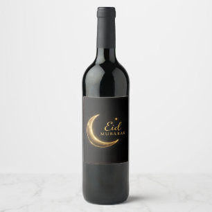 Luxury Black & Gold Eid Mubarak – Elegant Wine Label