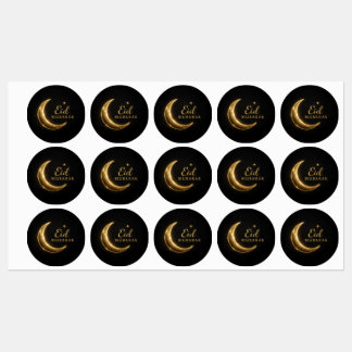 Luxury Black & Gold Eid Mubarak Stickers– Elegant