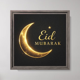 Luxury Black & Gold Eid Mubarak Wall Art – Elegant