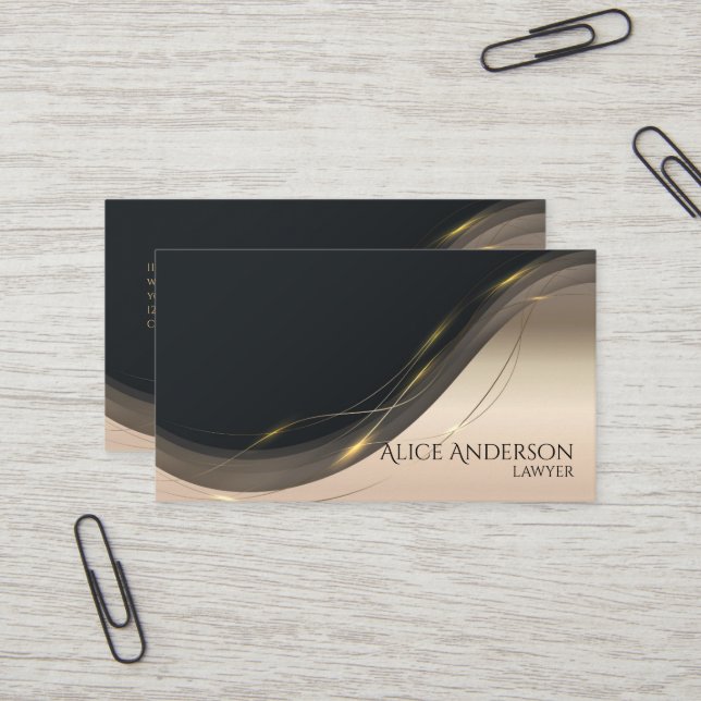 Luxury black gold elegant lawyer  Business Card (Front/Back In Situ)