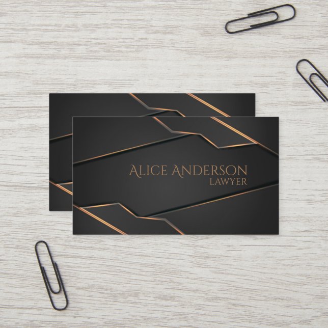 Luxury black gold elegant lawyer  Business Card (Front/Back In Situ)