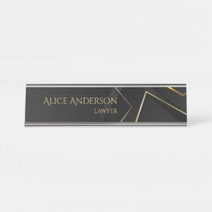 Luxury black gold elegant line Professional Office Desk Name Plate