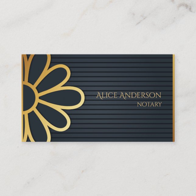 Luxury black gold elegant notary  Business Card (Front)
