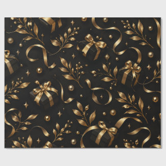 Luxury Black & Gold Floral Gift Wrap – Elegant Bot