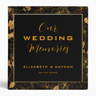 Luxury black & Gold Floral Pattern Wedding Binder