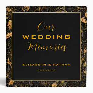 Luxury Black & Gold Floral Wedding Binder