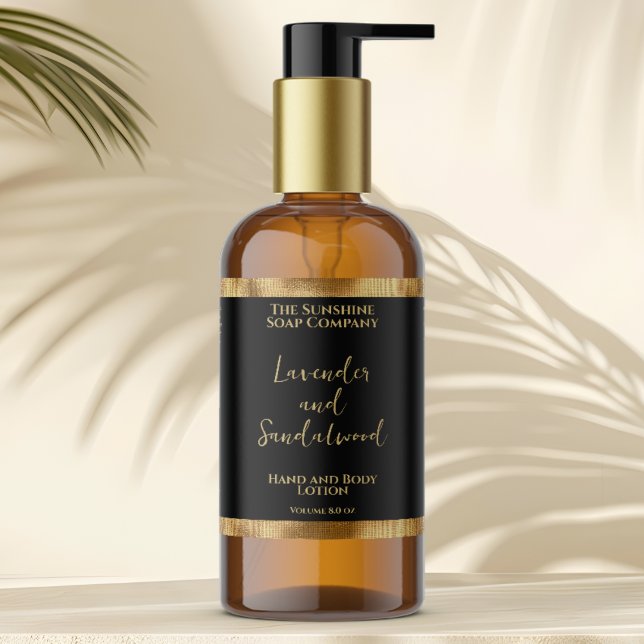 Luxury black & gold foil cosmetics bottle label (Creator Uploaded)