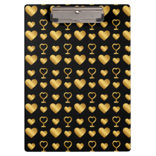 Luxury  Black Gold Foil Hearts  Clipboard