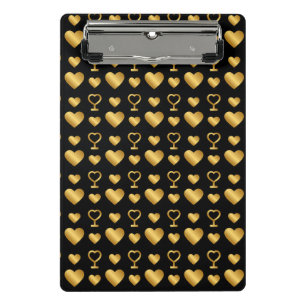 Luxury  Black Gold Foil Hearts  Mini Clipboard