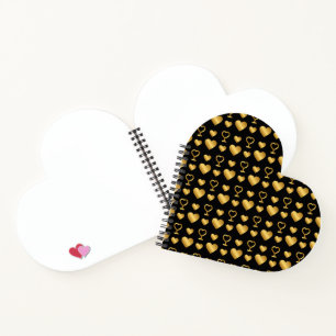 Luxury  Black Gold Foil Hearts  Notebook