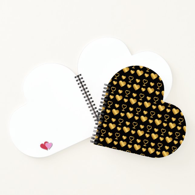 Luxury  Black Gold Foil Hearts  Notebook (Inside)