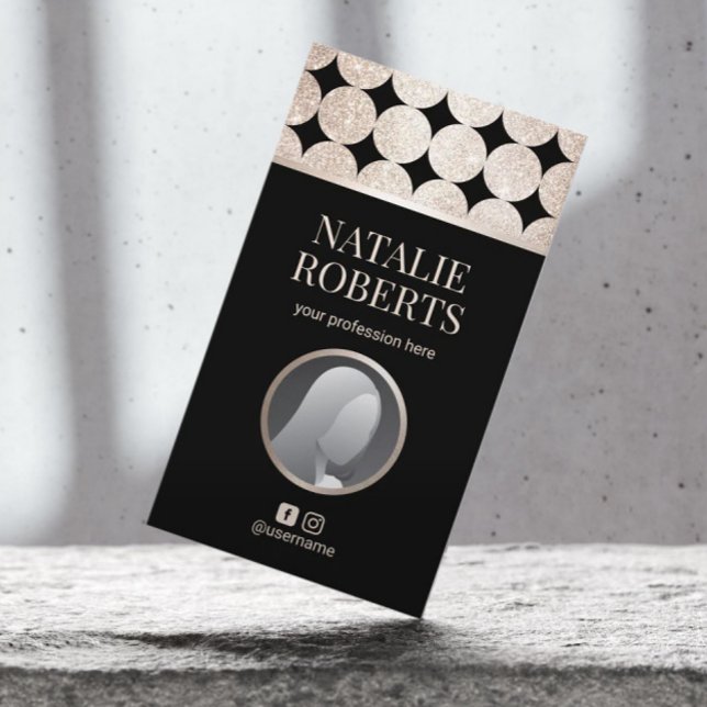 Luxury Black & Gold Geometric Salon & SPA Photo Business Card (Creator Uploaded)