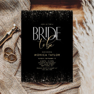 Luxury Black Gold Glitter Bridal Shower Invitation