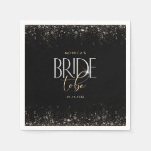 Luxury Black Gold Glitter Bridal Shower Napkin