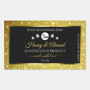 Luxury Black Gold Glitter Product Labels with Logo