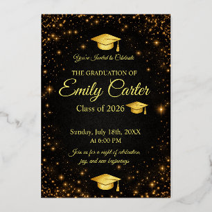 Luxury Black Gold Graduation Party Invitation
