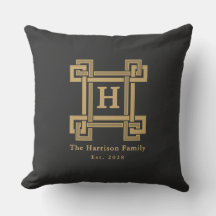Luxury Black Gold Greek Key Monogrammed