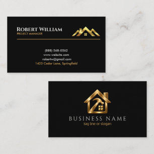 Luxury Black Gold Home Remodeling Custom Branding Business Card