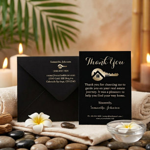 Luxury Black Gold Key Real Estate Agent Envelope
