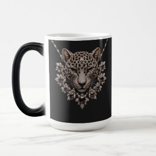 Luxury Black & Gold Leopard Floral Diamond  Magic Mug
