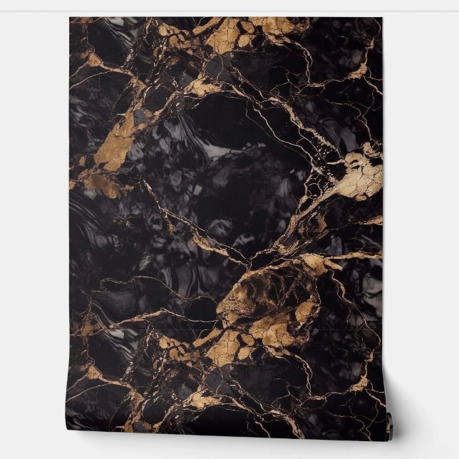 Luxury Black & Gold Marble Wallpaper (Unrolling)